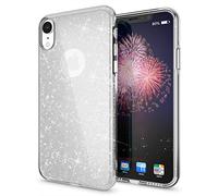 NALIA Funda de Purpurina Compatible con iPhone XR - Aspecto Brillante & Agarre - SHINEPOP (Carcasa Silicona) - Marca de Berlín, Color:Plata