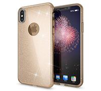 NALIA Funda de Purpurina Compatible con iPhone XS MAX - Aspecto Brillante & Agarre - SHINEPOP (Carcasa Silicona) - Marca de Berlín, Color:Gold Oro