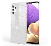 NALIA Funda de Purpurina Compatible con Samsung Galaxy A32 5G - Aspecto Brillante & Agarre - SHINEPOP (Carcasa Silicona) - Marca de Berlín, Color:Plata