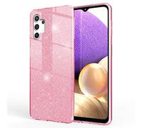 NALIA Funda de Purpurina Compatible con Samsung Galaxy A32 5G - Aspecto Brillante & Agarre - SHINEPOP (Carcasa Silicona) - Marca de Berlín, Color:Pink Rosa