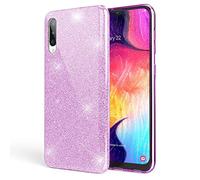 NALIA Funda de Purpurina Compatible con Samsung Galaxy A50 - Aspecto Brillante & Agarre - SHINEPOP (Carcasa Silicona) - Marca de Berlín, Color:Morado