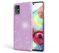 NALIA Funda de Purpurina Compatible con Samsung Galaxy A51 - Aspecto Brillante & Agarre - SHINEPOP (Carcasa Silicona) - Marca de Berlín, Color:Morado