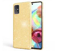 NALIA Funda de Purpurina Compatible con Samsung Galaxy A71 - Aspecto Brillante & Agarre - SHINEPOP (Carcasa Silicona) - Marca de Berlín, Color:Gold Oro