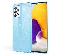 NALIA Funda de Purpurina Compatible con Samsung Galaxy A72 - Aspecto Brillante & Agarre - SHINEPOP (Carcasa Silicona) - Marca de Berlín, Color:Azul Claro