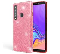 NALIA Funda de Purpurina Compatible con Samsung Galaxy A9 (2018) - Aspecto Brillante & Agarre - SHINEPOP (Carcasa Silicona) - Marca de Berlín, Color:Pink Rosa