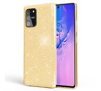 NALIA Funda de Purpurina Compatible con Samsung Galaxy S10 Lite - Aspecto Brillante & Agarre - SHINEPOP (Carcasa Silicona) - Marca de Berlín, Color:Gold Oro