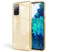 NALIA Funda de Purpurina Compatible con Samsung Galaxy S20 FE - Aspecto Brillante & Agarre - SHINEPOP (Carcasa Silicona) - Marca de Berlín, Color:Gold Oro