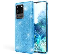 NALIA Funda de Purpurina Compatible con Samsung Galaxy S20 Ultra - Aspecto Brillante & Agarre - SHINEPOP (Carcasa Silicona) - Marca de Berlín, Color:Turquesa
