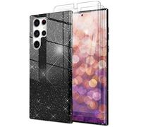 NALIA Funda de Purpurina Compatible con Samsung Galaxy S23 Ultra - Aspecto Brillante & Agarre - SHINEPOP (Carcasa Silicona) - Marca de Berlín, Color:Negro