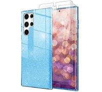 NALIA Funda de Purpurina Compatible con Samsung Galaxy S23 Ultra - Aspecto Brillante & Agarre - SHINEPOP (Carcasa Silicona) - Marca de Berlín, Color:Azul