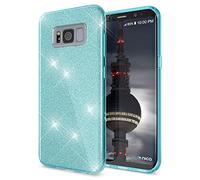 NALIA Funda de Purpurina Compatible con Samsung Galaxy S8 - Aspecto Brillante & Agarre - SHINEPOP (Carcasa Silicona) - Marca de Berlín, Color:Turquesa