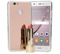 NALIA Funda Espejo Compatible con Huawei Nova, Protectora Movil Carcasa Silicona Ultra-Fina Gel Bumper Mirror Case, Goma Cubierta Telefono Cobertura Delgado Ligera Phone Cover, Color:Rosa Gold Oro
