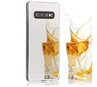 NALIA Funda Espejo Compatible con Samsung Galaxy S10, Ultra-Fina Protectora Movil Carcasa Silicona Gel Bumper Mirror Case, Goma Telefono Cubierta Slim Cobertura Delgado Cover Skin, Color:Plata