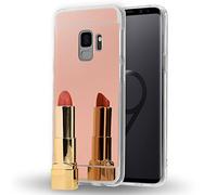 NALIA Funda Espejo Compatible con Samsung Galaxy S9, Protectora Movil Carcasa Silicona Ultra-Fina Gel Bumper Mirror Case, Goma Cubierta Telefono Cobertura Delgado Phone Cover, Color:Rosa Gold Oro
