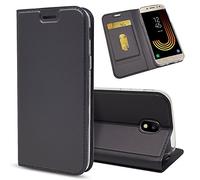 NALIA Funda Flip-Case Compatible con Samsung Galaxy J5 2017, Carcasa con Tapa Book-Case Libro Cover Verticale, Movil Cubierta Cuero Sintético Magnético Protectora Phone Bumper, Color:Gris Oscuro