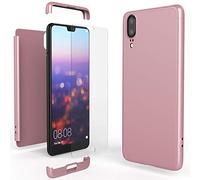 NALIA Funda Integral Compatible con Huawei P20, Carcasa Completa con Cristal Templado, Ultra-Fina Movil Cubierta Dura Bumper Delantera y Trasera Hard-Case Smart-Phone Cover, Color:Rosa Gold Oro