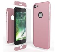 NALIA Funda Integral Compatible con iPhone 7, Carcasa Completa con Cristal Templado, Ultra-Fina Movil Cubierta Dura Bumper Delantera y Trasera Hard-Case Smart-Phone Cover, Color:Rosa Gold Oro