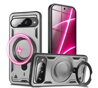 NALIA Funda Magnética Robusta para Google Pixel 10 - Anillo Soporte 360° & Compatible MagSafe - STORMGUARD (Carcasa Outdoor) - Marca Alemana, Color:Plata de Tormenta