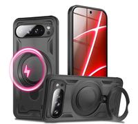 NALIA Funda Magnética Robusta para Google Pixel 10 Pro - Anillo Soporte 360° & Compatible MagSafe - STORMGUARD (Carcasa Outdoor) - Marca Alemana, Color:Negro Volcánico