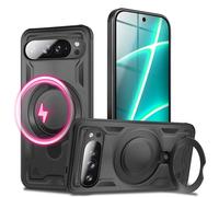 NALIA Funda Magnética Robusta para Google Pixel 10 Pro XL - Anillo Soporte 360° & Compatible MagSafe - STORMGUARD (Carcasa Outdoor) - Marca Alemana, Color:Negro Volcánico