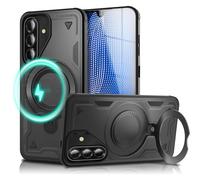 NALIA Funda Magnética Robusta para Samsung Galaxy A26 - Anillo Soporte 360° & Compatible MagSafe - STORMGUARD (Carcasa Outdoor) - Marca Alemana, Color:Negro Volcánico