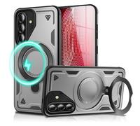 NALIA Funda Magnética Robusta para Samsung Galaxy A56 - Anillo Soporte 360° & Compatible MagSafe - STORMGUARD (Carcasa Outdoor) - Marca Alemana, Color:Plata de Tormenta