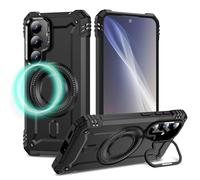 NALIA Funda Magnética Robusta para Samsung Galaxy S25 - Compatible MagSafe & Soporte Cámara - Granite (Carcasa Antigolpes Resistente) - German Brand, Color:Armor Negro Titanio