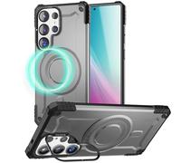 NALIA Funda Magnética Robusta para Samsung Galaxy S25 Ultra - Compatible MagSafe & Soporte Cámara - Granite (Carcasa Antigolpes Resistente) - German Brand, Color:Armor Gris Titanio