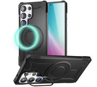 NALIA Funda Magnética Robusta para Samsung Galaxy S25 Ultra - Compatible MagSafe & Soporte Cámara - Granite (Carcasa Antigolpes Resistente) - German Brand, Color:Armor Negro Titanio