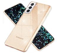NALIA Funda Purpurina para Samsung Galaxy S22 - Carcasa Silicona Brillante - DAZZLIN (Transparente & Antigolpes) - Marca Alemana, Color:Gold Oro