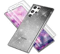 NALIA Funda Purpurina para Samsung Galaxy S23 Ultra - Carcasa Silicona Brillante - DAZZLIN (Transparente & Antigolpes) - Marca Alemana, Color:Negro