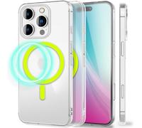 NALIA Funda Rígida Ultra Fina para iPhone 16 Pro MAX - Compatible MagSafe & Anillo Luminoso - THINIX Glow (Mate-Translúcida & Fina 0,3mm) - Marca Alemana, Color:Amarillo Neón
