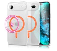 NALIA Funda Rígida Ultra Fina para iPhone 17 Air - Compatible MagSafe & Anillo Luminoso - THINIX Glow (Mate-Translúcida & Fina 0,3mm) - Marca Alemana, Color:Naranja Neón