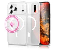 NALIA Funda Rígida Ultra Fina para iPhone 17 Pro - Compatible MagSafe & Anillo Luminoso - THINIX Glow (Mate-Translúcida & Fina 0,3mm) - Marca Alemana, Color:Blanco Neón