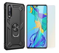 NALIA Funda Robusta para Huawei P30 - Anillo 360° & Compatible Soporte Magnético - RINGDEFEND (Carcasa Militar) - Marca Alemana, Color:Negro