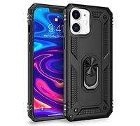 NALIA Funda Robusta para iPhone 12/12 Pro - Anillo 360° & Compatible Soporte Magnético - RINGDEFEND (Carcasa Militar) - Marca Alemana, Color:Negro