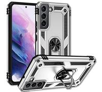 NALIA Funda Robusta para Samsung Galaxy S22 Plus - Anillo 360° & Compatible Soporte Magnético - RINGDEFEND (Carcasa Militar) - Marca Alemana, Color:Plata
