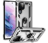 NALIA Funda Robusta para Samsung Galaxy S22 Ultra - Anillo 360° & Compatible Soporte Magnético - RINGDEFEND (Carcasa Militar) - Marca Alemana, Color:Plata