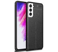 NALIA Funda Silicona Efecto Cuero para Samsung Galaxy S21 FE - Agarre & Mate - Barron Carcasa Protectora (Anti-Huellas, Antigolpes & Fina) - Marca Alemana