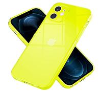 NALIA Funda Silicona Neón para iPhone 12 - Color Señal Vibrante & Lente - Vibe (Carcasa Transparente) - Marca Alemana, Color:Amarillo