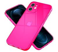 NALIA Funda Silicona Neón para iPhone 12 - Color Señal Vibrante & Lente - Vibe (Carcasa Transparente) - Marca Alemana, Color:Pink Rosa
