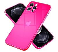 NALIA Funda Silicona Neón para iPhone 12 Pro MAX - Color Señal Vibrante & Lente - Vibe (Carcasa Transparente) - Marca Alemana, Color:Pink Rosa