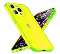 NALIA Funda Silicona Neón para iPhone 14 Pro - Color Señal Vibrante & Lente - Vibe (Carcasa Transparente) - Marca Alemana, Color:Amarillo