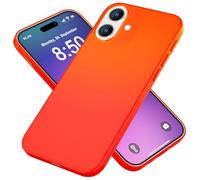 NALIA Funda Silicona Neón para iPhone 16 Plus - Soft-Touch & Señal Neón - NEONSHOCK (Carcasa Protectora) - Marca Alemana, Color:Naranja