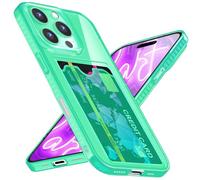 NALIA Funda Silicona Neón para iPhone 16 Pro MAX - Ranura Tarjetas & Color Señal - CARDPOP (Estuche Anti-Choque) - Marca Alemana, Color:Turquesa