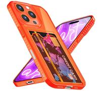 NALIA Funda Silicona Neón para iPhone 16 Pro MAX - Ranura Tarjetas & Color Señal - CARDPOP (Estuche Anti-Choque) - Marca Alemana, Color:Naranja