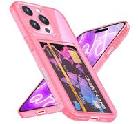 NALIA Funda Silicona Neón para iPhone 16 Pro MAX - Ranura Tarjetas & Color Señal - CARDPOP (Estuche Anti-Choque) - Marca Alemana, Color:Rosa