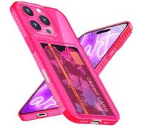 NALIA Funda Silicona Neón para iPhone 16 Pro - Ranura Tarjetas & Color Señal - CARDPOP (Estuche Anti-Choque) - Marca Alemana, Color:Pink Rosa