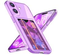 NALIA Funda Silicona Neón para iPhone 16 - Ranura Tarjetas & Color Señal - CARDPOP (Estuche Anti-Choque) - Marca Alemana, Color:Morado