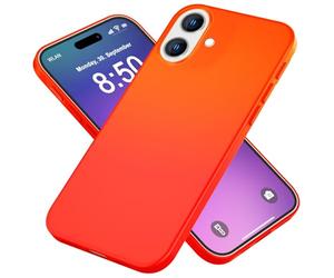 NALIA Funda Silicona Neón para iPhone 16 - Soft-Touch & Señal Neón - NEONSHOCK (Carcasa Protectora) - Marca Alemana, Color:Naranja